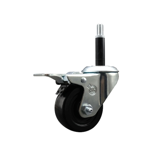 3'' Hard Rubber Swivel 3/4'' Expanding Stem Caster Total Lock Brake